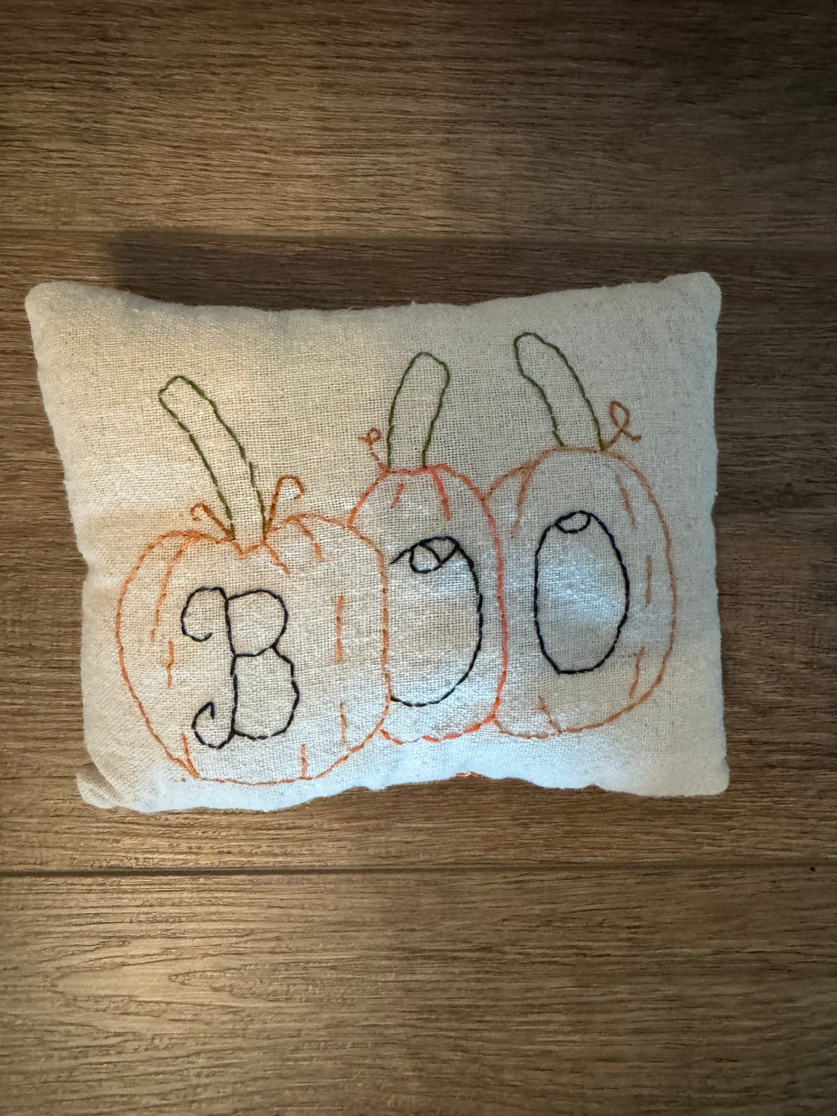 Hand embroidered Halloween Boo pillow